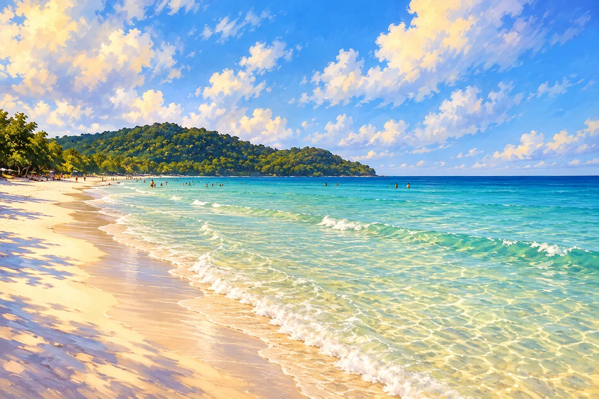 Sandy shoreline at Bai Sao
