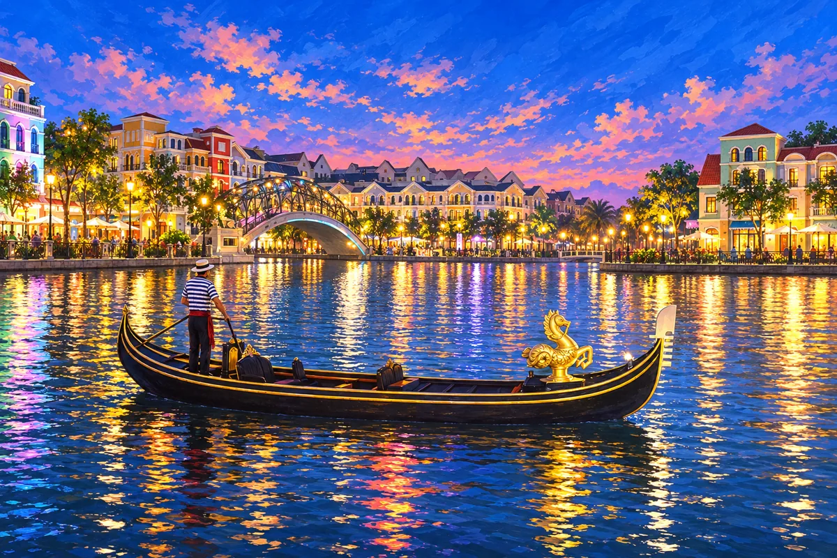 A gondola on the Grand World canal