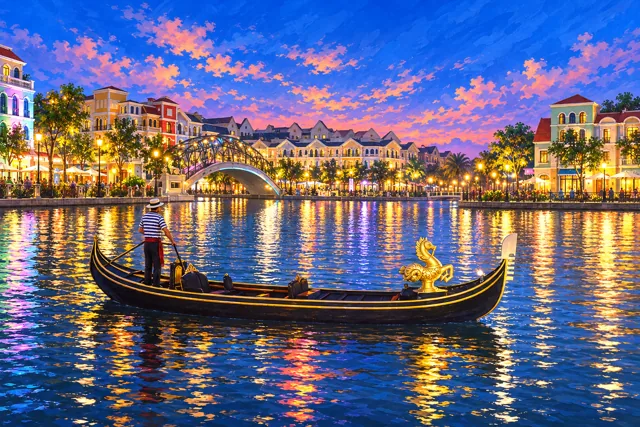A gondola on the Grand World canal