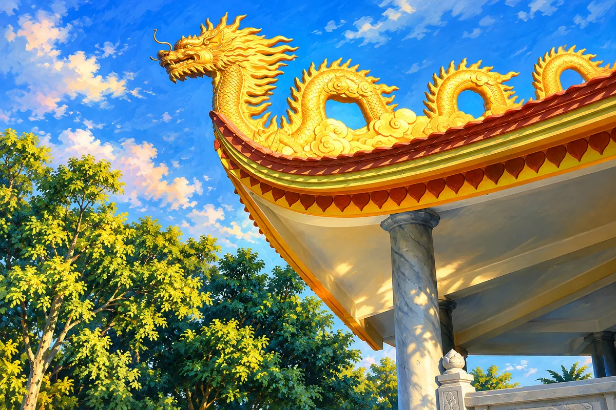 Roof detail at Ho Quoc Pagoda