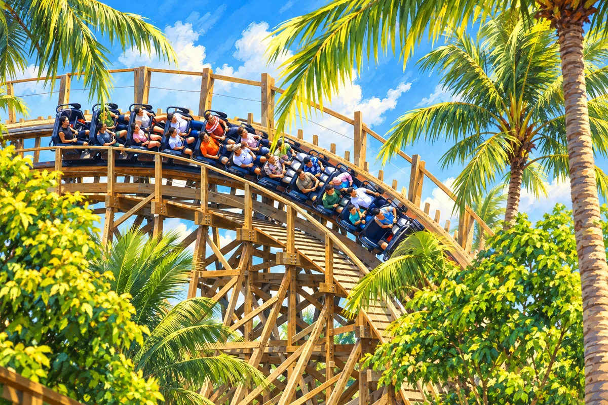 Wooden roller coaster at Exotica Park on Hon Thom