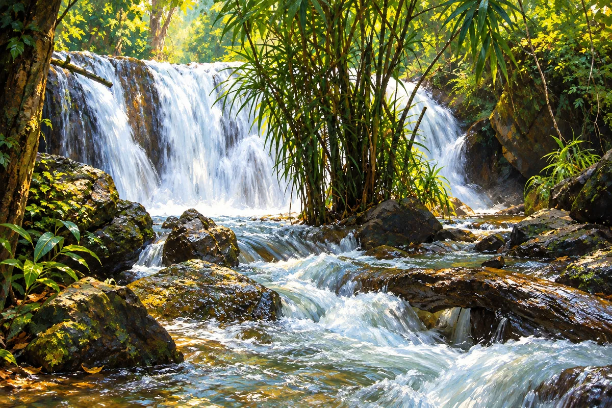 Suoi Tranh waterfall in the forest