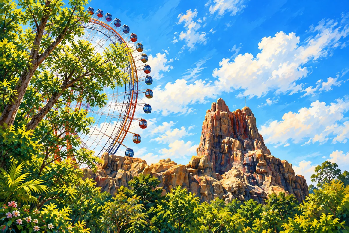 Ferris wheel and themed rocks at VinWonders