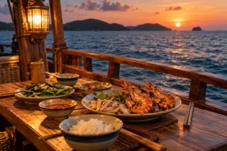 Illustration: Dinner during a boat trip
