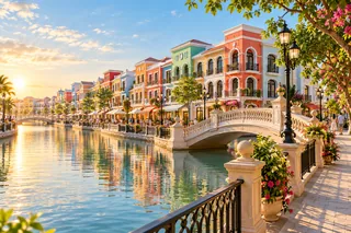 Illustration: A bridge and canal promenade at Grand World