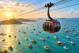 Illustration: Hon Thom cable-car cabins above the sea