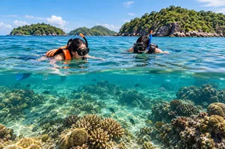 Illustration: Snorkelling beside a tropical reef