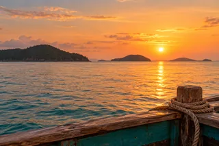 Illustration: Sunset from a boat