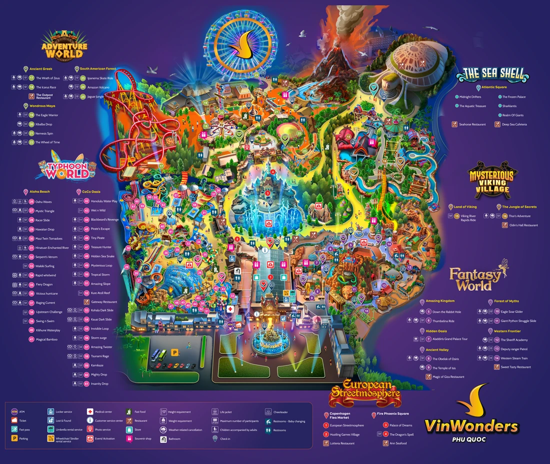 Park map · VinWonders Phú Quốc